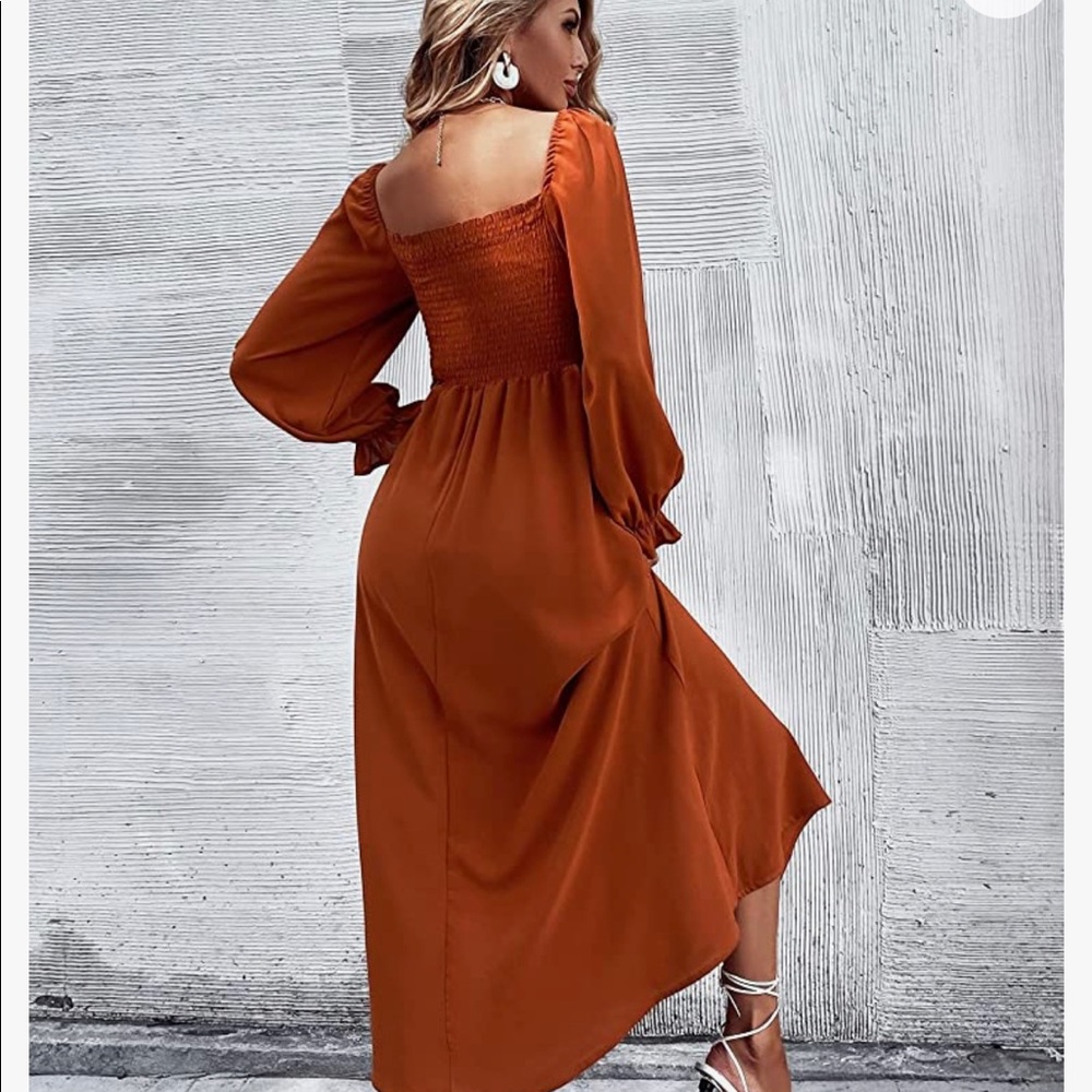 Boho Square Neck Flounce Sleeve A Line Long Dress